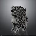 Traditional Chinese Stone Lion Statue With Curled Patterns And Majestic Posture