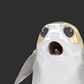 Cute Fantasy Creature Character With Large Eyes Open Mouth White Body And Yellow Cheeks