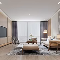 Modern Living and Dining Room Interior Design With Sofa Coffee Table And Area Rug