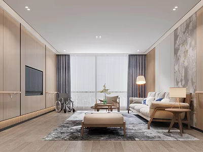 Modern Living and Dining Room Interior Design With Sofa Coffee Table And Area Rug 3d model