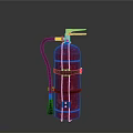 Red Fire Extinguisher With Black Straps Silver Nozzle Handle And Hose On Dark Surface
