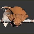 Anime Game Character With Orange Long Hair White Top Red Pants And Long Tail