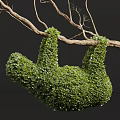 Lush Green Shrubs Trimmed Into Bear And Monkey Figures Hanging From Tree Branches 3d model