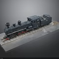 Old Fashioned Steam Train Model With Red Wheels On Platform And Rail Tracks 3d model