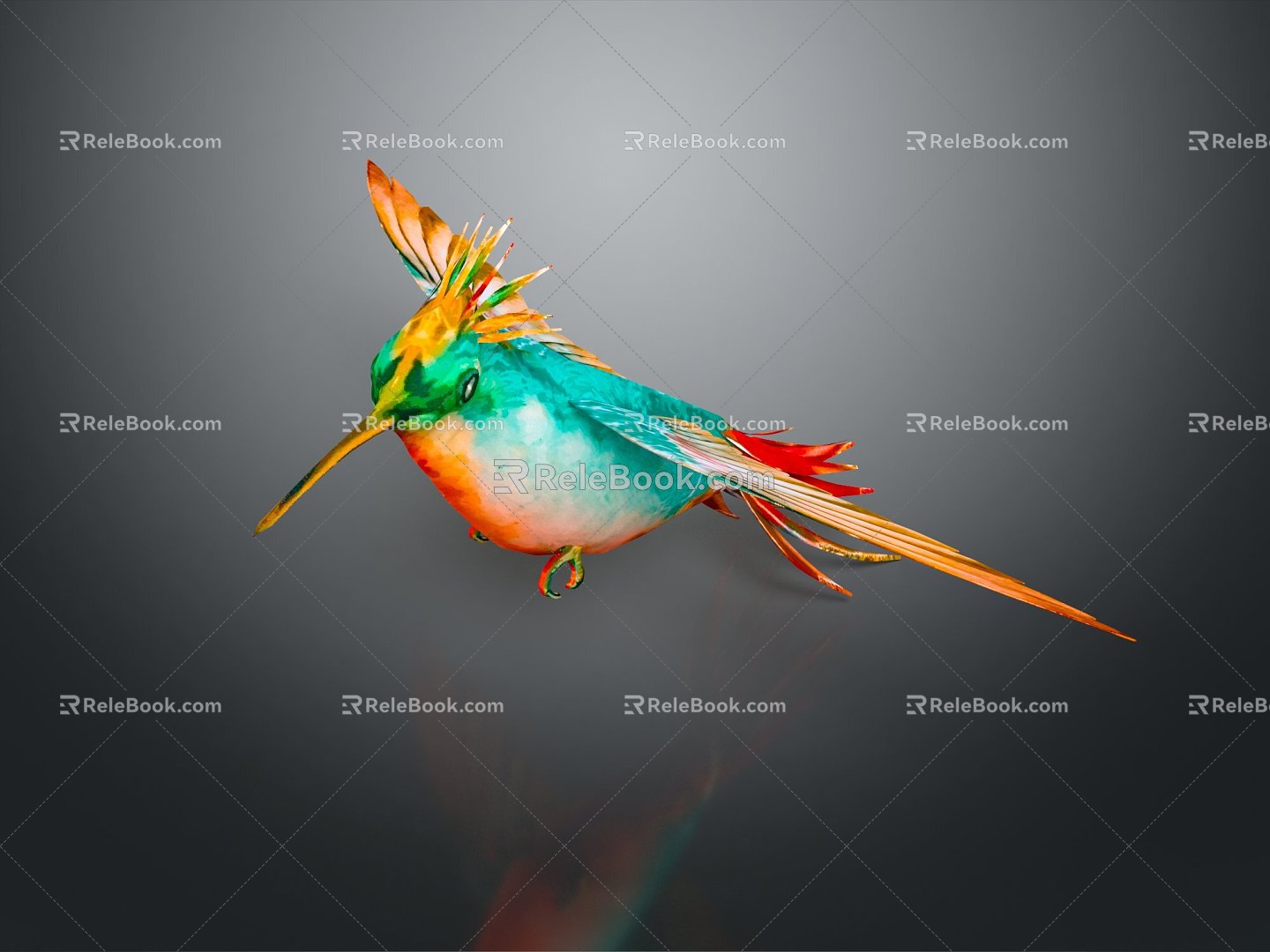 Modern Bird Red-throated Hummingbird Hummingbird Birds 3d model