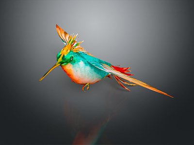 Modern Bird Red-throated Hummingbird Birds 3d model