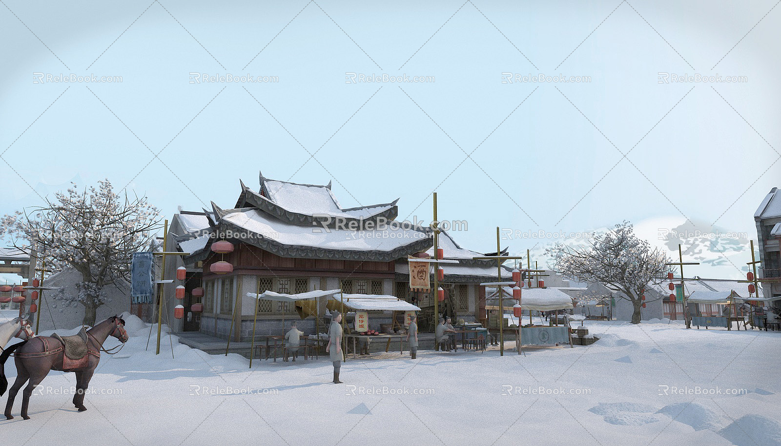 Chinese Cartoon Architecture Ancient Tavern 3d model