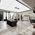 Modern Clothing Store Front With Glass Windows And Mannequins In Window