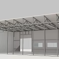 Steel Frame Interior Structure With Open Space And Support Beams Design 3d model