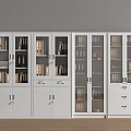 White Office Filing Cabinets With Glass Doors Drawers And Organized Folders