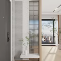 Glass Block Partition Design With Green Plants And City View Window In Bright Interior