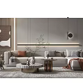 Quiet sofa tea table combination sofa chair tea table combination 3d model