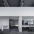 Modern Public Office Space With Open Layout Desks Ergonomic Chairs Bookshelves And Large Windows