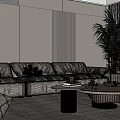 Modern Living Room Interior Design With Beige Sofa Round Coffee Table And Green Plant