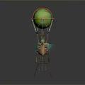 Colorful Green Hot Air Balloon With Mesh Design And Decorative Basket