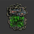 Two Armored Robots Battling Green Creatures On Rock Platform With Green Ooze