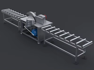 Heavy Duty Industrial Equipment Featuring Roller Conveyor and Metal Frame Processing System 3d model