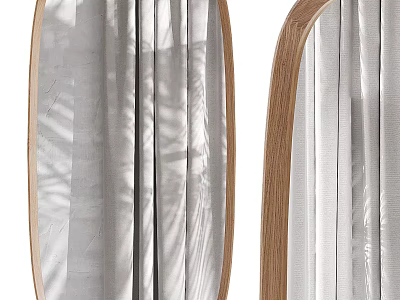 Two Wooden Framed Mirrors With Curtain Reflection And Natural Light 3d model