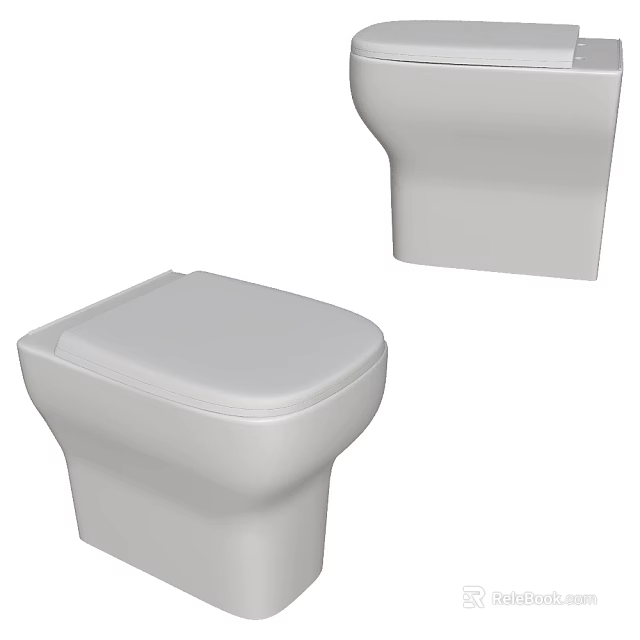Modern White Ceramic Toilet With Simple Design And Smooth Surface Finish 3d model 
