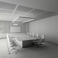 Modern Conference Room Features Long Table Chairs Large Screen Red Ceiling Light And Window View 3d model