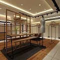 Modern Clothing Store Interior With Clothing Racks Seats And Wooden Floor