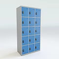 Blue Metal Lockers With Multiple Compartments And Secure Storage Doors 3d model