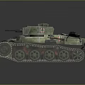 Green Camouflage Military Tank With Armored Exterior Metal Tracks And Cannon Barrel