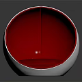 Single Sofa With Round Design Red Interior White Exterior And Black Reflective Surface 3d model