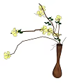 White Ceramic Vase With White Flowers And Green Leaves On Soft Light Minimalist Surface