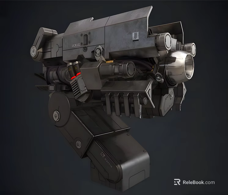 Advanced Mechanical Weapon Featuring Cannon Barrel And Metal Components 3d model 