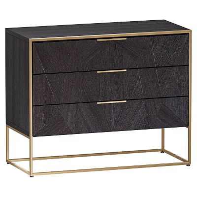 Elegant Modern Console Cabinet Sideboard With Dark Wood And Gold Metal Frame Drawers 3d model