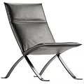 Contemporary Gray Leather Leisure Chair Featuring X Shaped Metal Frame And Ergonomic Design