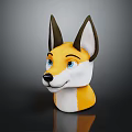 Cartoon Fox Head 3D Model With Yellow White Fur Blue Eyes And Friendly Expression