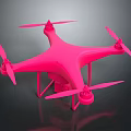 Pink Modern Drone Design Featuring Four Propellers And Camera In Dark Setting 3d model