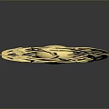 Artistic Golden Metallic Sculpture With Intricate Interlaced Patterns And Central Sphere