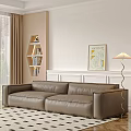 Modern Double Sofa Leather Multiplayer Sofa 3d model