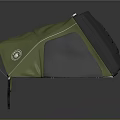 Green and Black Roof Top Tent with Metal Frame Side Logo and Interior Storage Gear