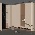 Modern Shoe Cabinet Interior With Storage Space For Shoes And Decorative Plant