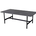 Modern Dining Table With Gray Tabletop And Black Metal Legs Design 3d model