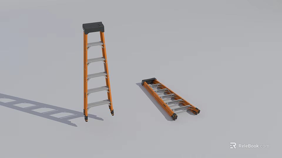 Durable Hardware Tools Including Standing And Folded Metal Ladders For Home Use 3d model 