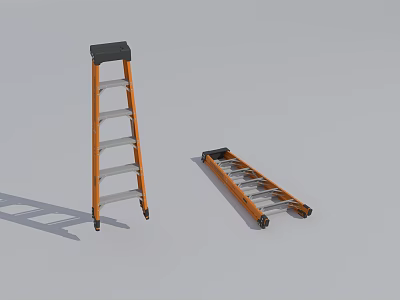 Durable Hardware Tools Including Standing And Folded Metal Ladders For Home Use 3d model