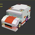 Lego Style Ambulance Block Model With White Orange Body And Red Cross