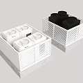 Outdoor Industrial Air Conditioner Fans With White Grille Enclosure And Top Units