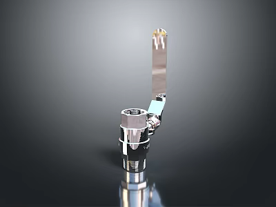 High Quality Chrome Plated Hardware Tool With Threaded Base And Precision Mechanical Design 3d model
