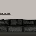 POLIFORM Sectional Sofa with Beige Upholstery and Patterned Throw Pillows in Minimalist Interior 3d model