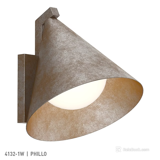Vintage Textured Bronze Outdoor Wall Light With Conical Design And Soft Glow 3d model 