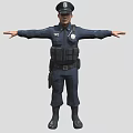 Realistic Game Movie Police Character In Uniform With Tactical Vest And Badge