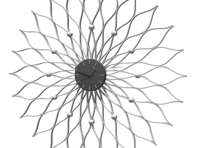 Decorative Wall Clock With Silver Metal Radial Flower Petal Design 3d model