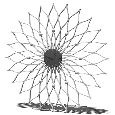 Decorative Wall Clock With Silver Metal Radial Flower Petal Design 3d model