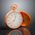 Open Golden Pocket Watch With White Dial Roman Numerals And Shiny Reflection